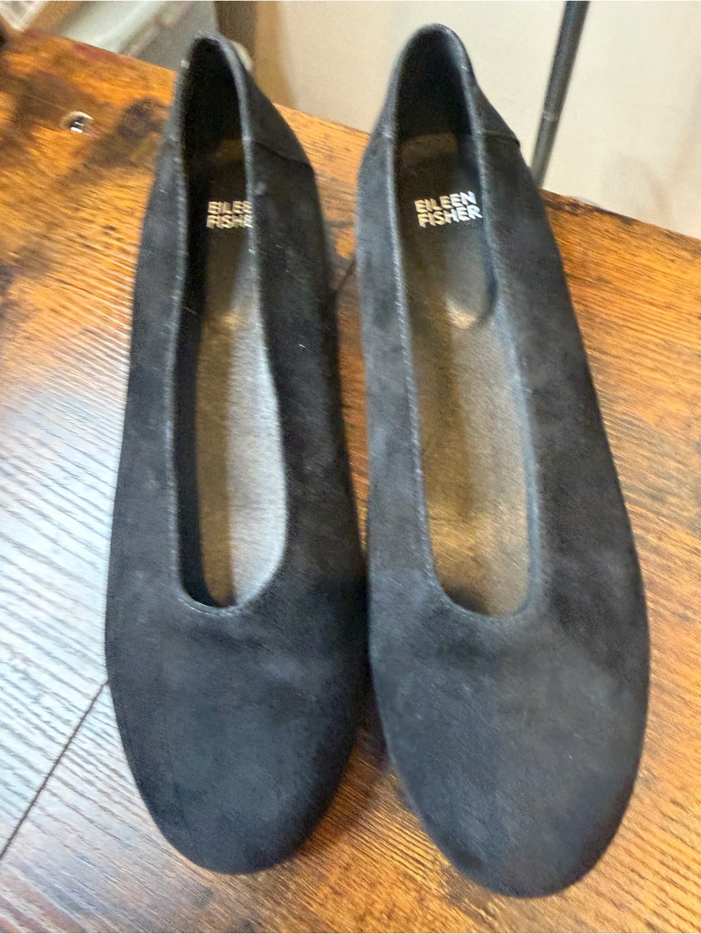 Eileen Fisher Una Hidden Wedge Ballet Flats in black suede size 9